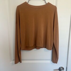 Forever 21 Brown Cropped Long Sleeve Sweatshirt
